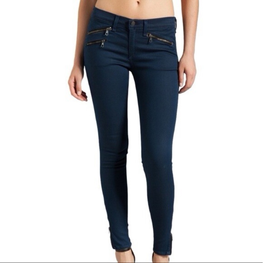 NWOT Rag & Bone Cadet Blue Moto Zip Skinny Ankle Jeans